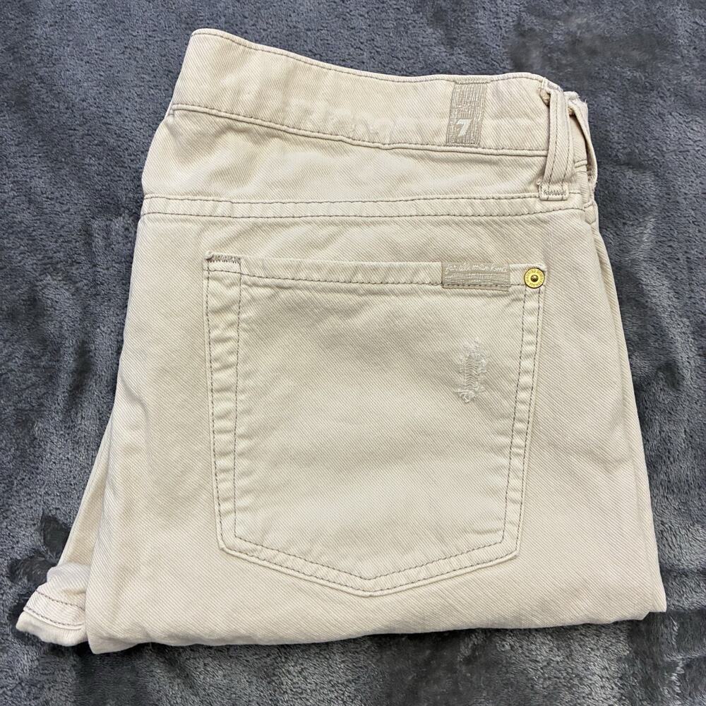 7 For‎ All Mankind Jeans Women’s 31 Ivory Slim Cigarette Low Rise Stretch Pant